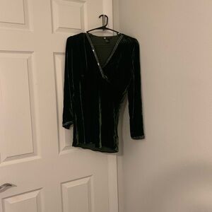 Whimsigoth Emerald Velvet Blouse
